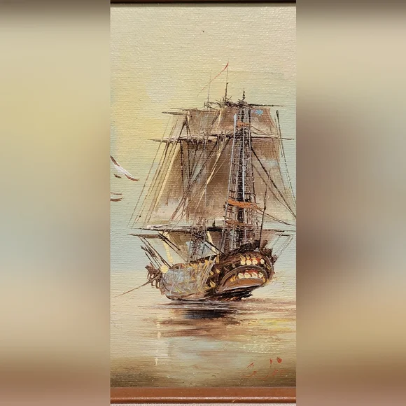 PIRATE SHIP OIL PAINTING
